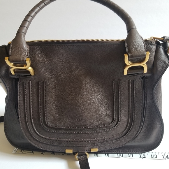 Chloe Medium Marcie Leather Satchel Bold Brown - Picture 10 of 12